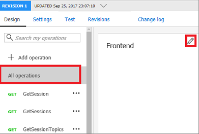 Screenshot, der das Stift-Symbol in der Frontend-Ansicht zeigt.