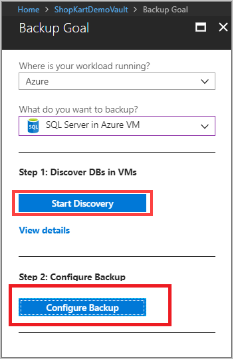 Sicherungsziel&nbsp;– SQL Server in Azure-VM