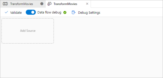 Screenshot, der zeigt, wo sich der Datenfluss-Debug-Schieberegler befindet.