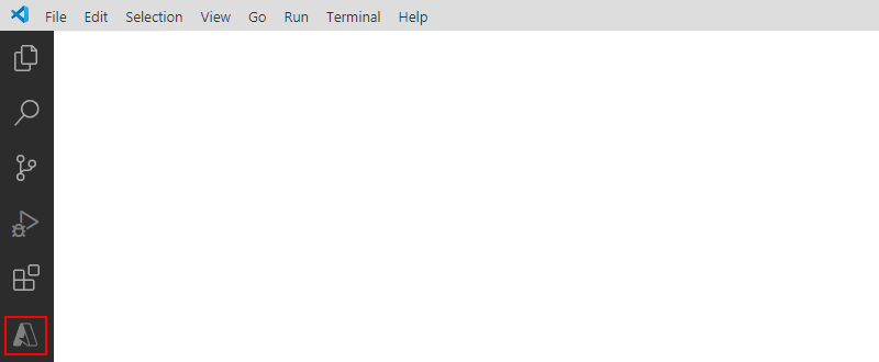 Screenshot zeigt die Visual Studio Code-Aktivitätsleiste und das ausgewählte Azure-Symbol.