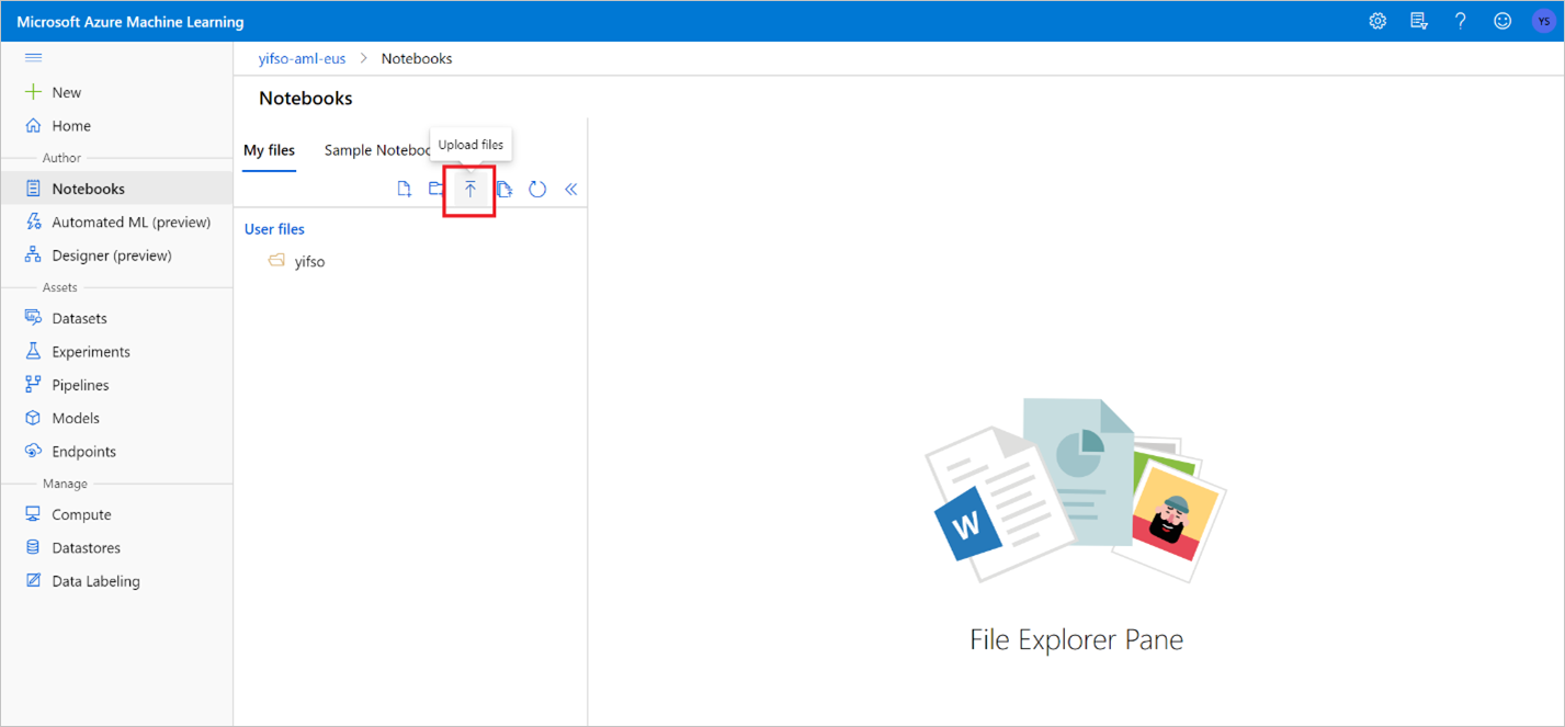 Screenshot der Schaltfläche zum Hochladen einer Datei.