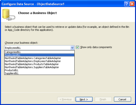 Verwenden Sie die EmployeesBLL-Klasse
