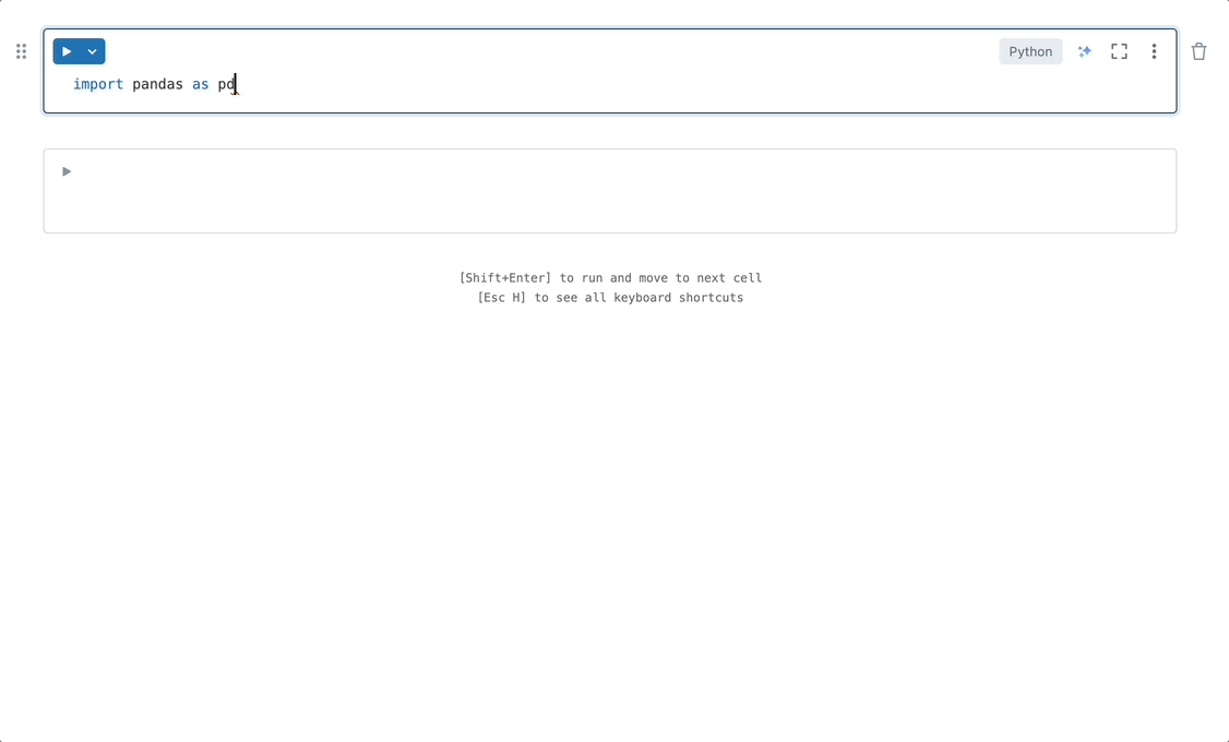 Animiertes GIF der Codevervollständigung für Python.
