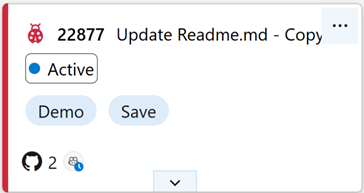 Screenshot mit der Arbeitsaufgabenkarte an Bord mit GitHub Copilot Statussymbol, das den Status angibt. 