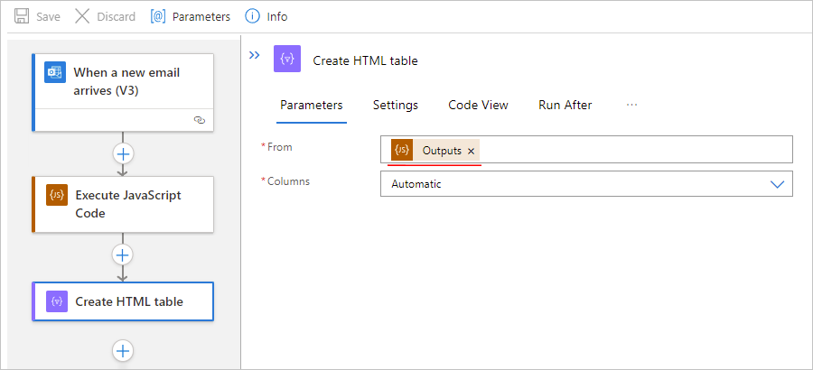 Screenshot des fertigen Standardlogik-App-Workflows.