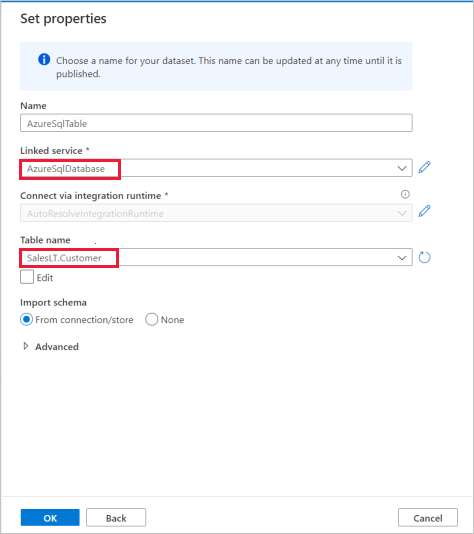 Einrichten von Quelldatensatzeigenschaften