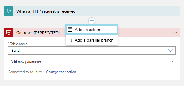 Hinzufügen einer Aktion