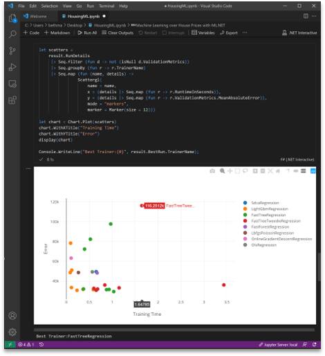Interaktives .NET-Notizbuch mit ML.NET