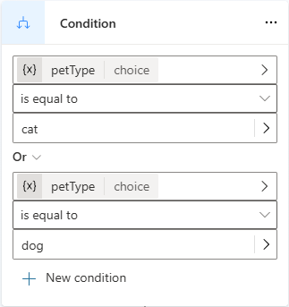 Screenshot eines Bedingungszweigs mit dem Operator „Oder“.
