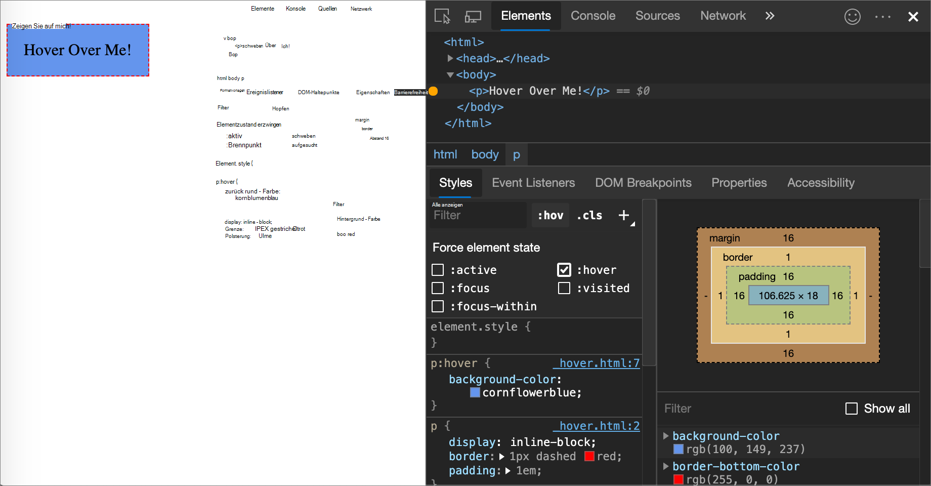 Auswählen der Pseudoklasse :hover
