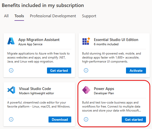 Power Apps-Entwicklerplan in Visual Studio.