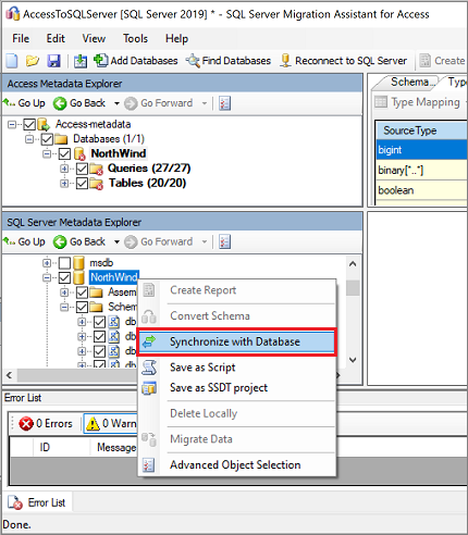 Screenshot von „Mit Datenbank synchronisieren“