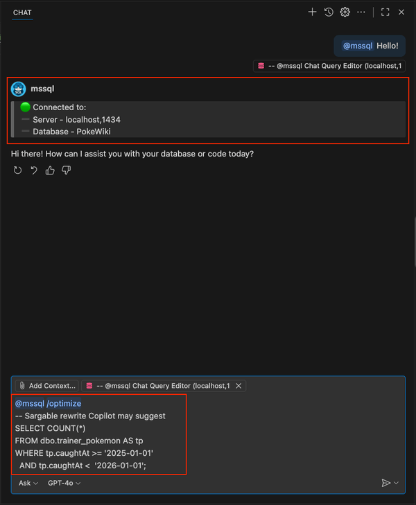Screenshot des Befehlsvorschlags 