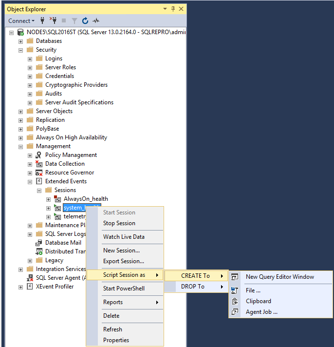 Screenshot der Erweiterten Sitzung des Fensters des Abfrage-Editors.