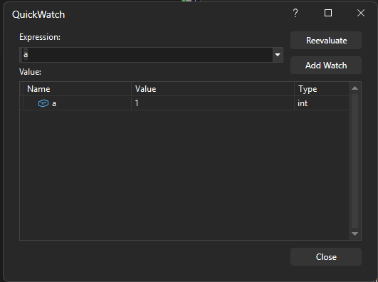 Screenshot einer Variablen im QuickWatch-Fenster.