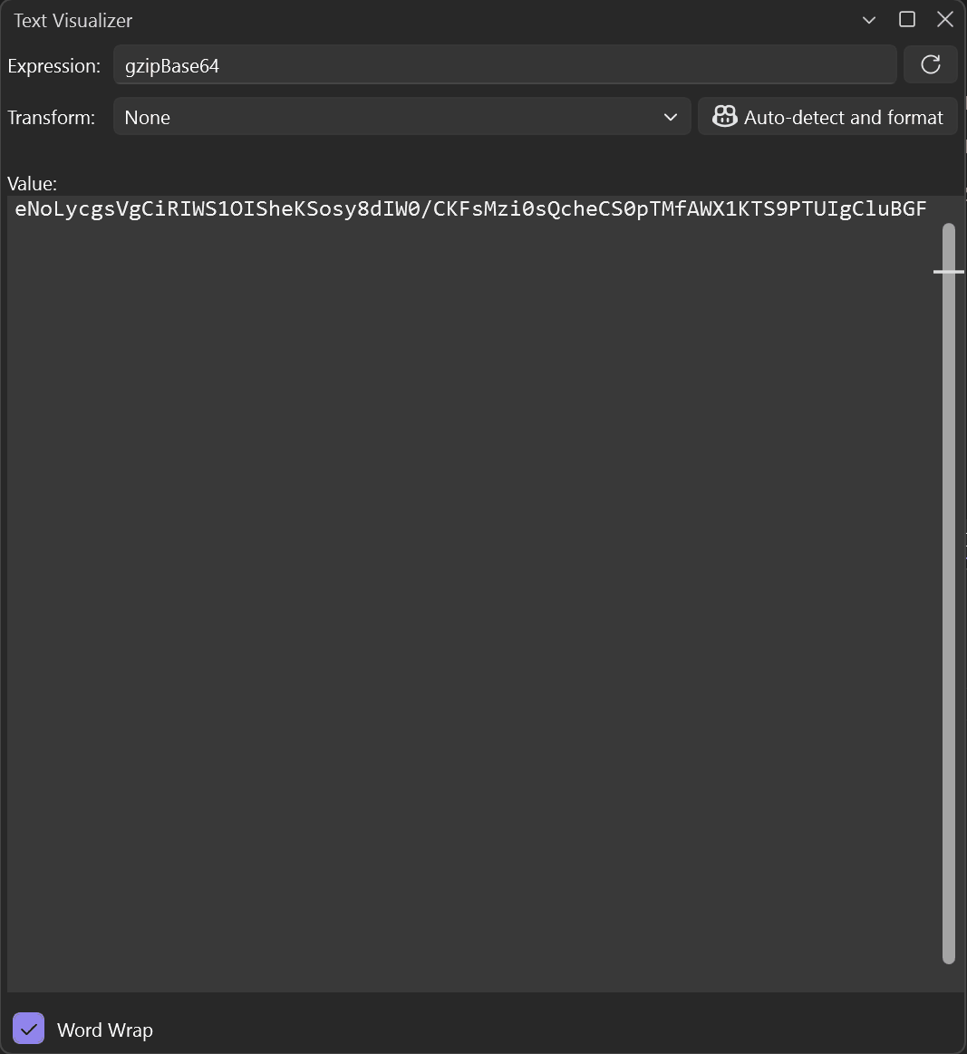 Gif zeigt automatische Erkennung und Formatierung im Text-Visualizer.