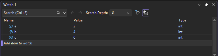 Screenshot einer Variablen im Überwachungsfenster.