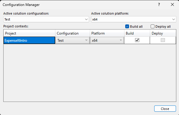 Screenshot von Configuration Manager mit Testkonfiguration.