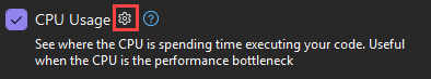 Screenshot des Einstellungssymbols für die CPU-Auslastung.