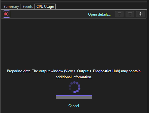Screenshot der Diagnosetools, die Daten vorbereiten.