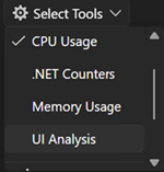 Screenshot, der das Menü 