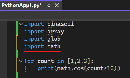 Screenshot der import-Anweisung, die nach dem Ausführen des Befehls aus dem Smarttag in Visual Studio 2022 hinzugefügt wurde.
