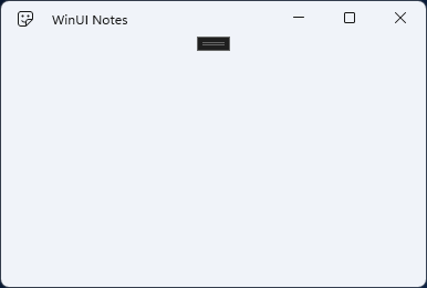 Das leere WinUI Notes-App-Fenster mit dem Symbol und dem App-Namen in der Titelleiste.