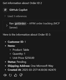 Screenshot of chat results in Visual Studio Code.