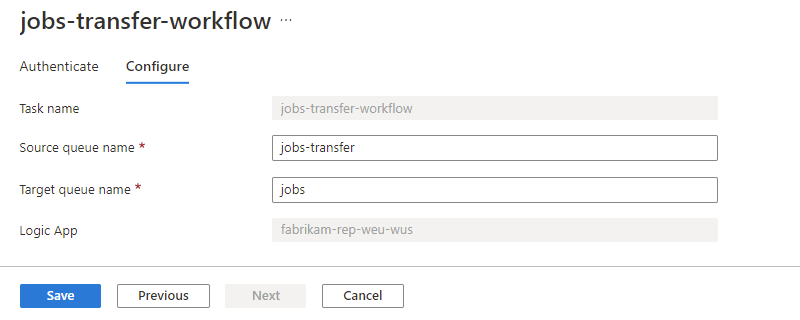 Screenshot shows the Configure tab and properties available to edit.