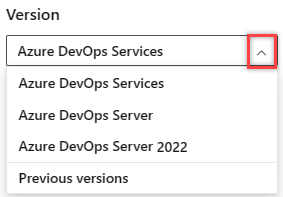 Select a version from Azure DevOps Content Version selector.