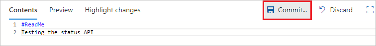 Screenshot showing the file editor and Commit button on the toolbar.