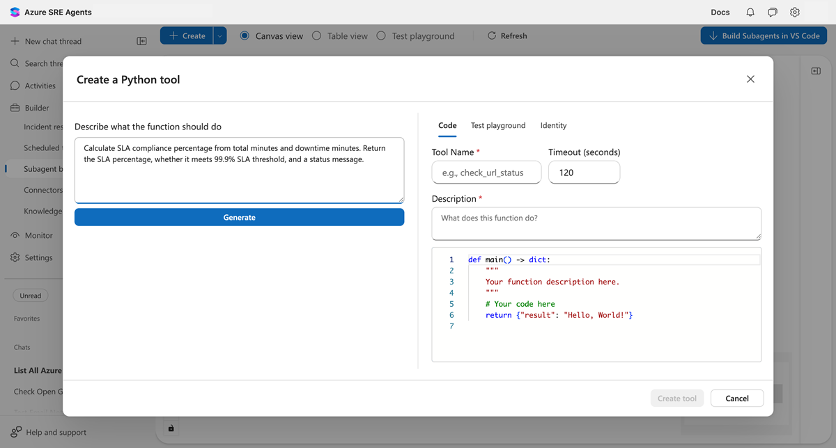 Screenshot of the Python tool dialog.