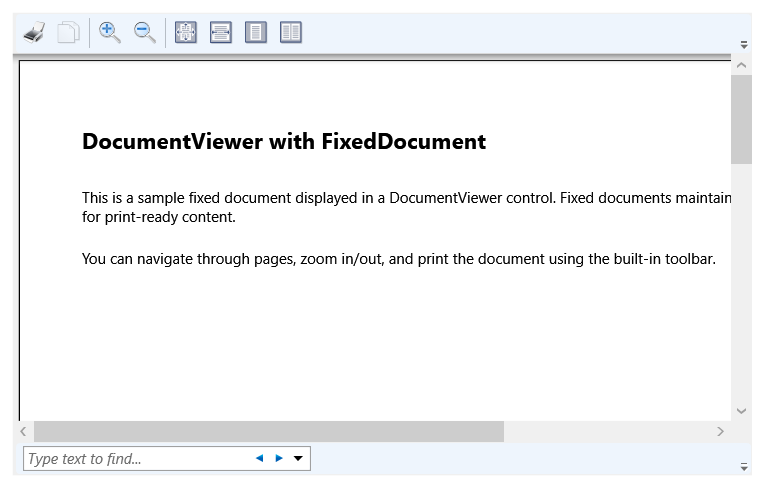 Screenshot of the DocumentViewer control with a sample document open.
