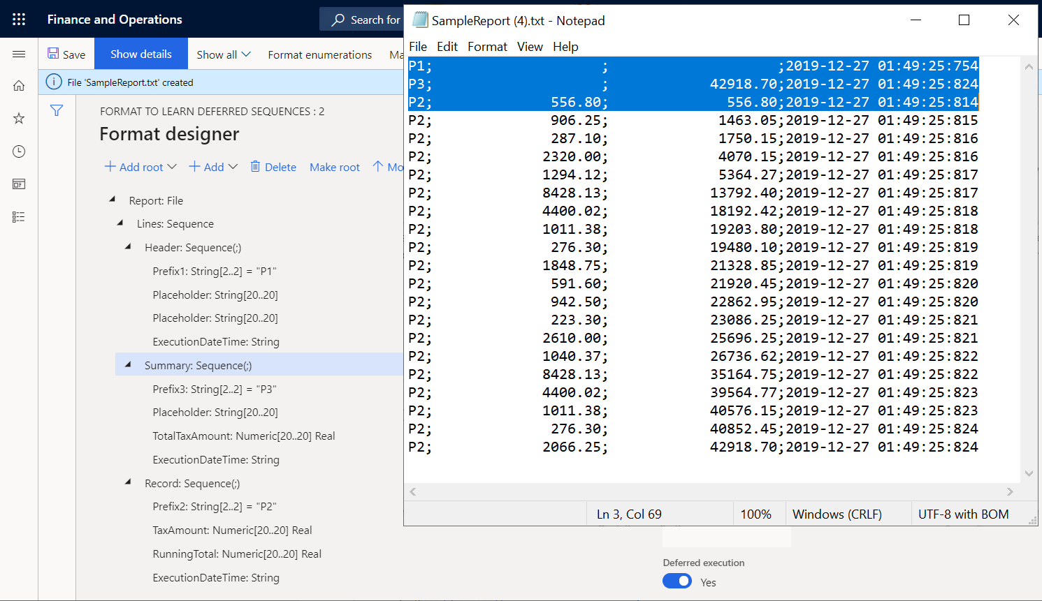 Screenshot of downloaded file with deferred execution.