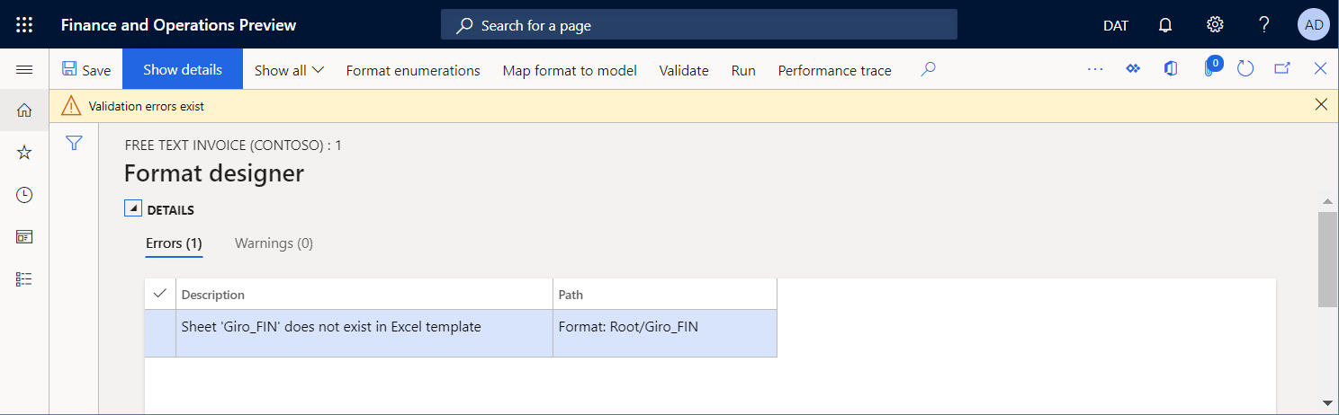 Screenshot of a validation error message.
