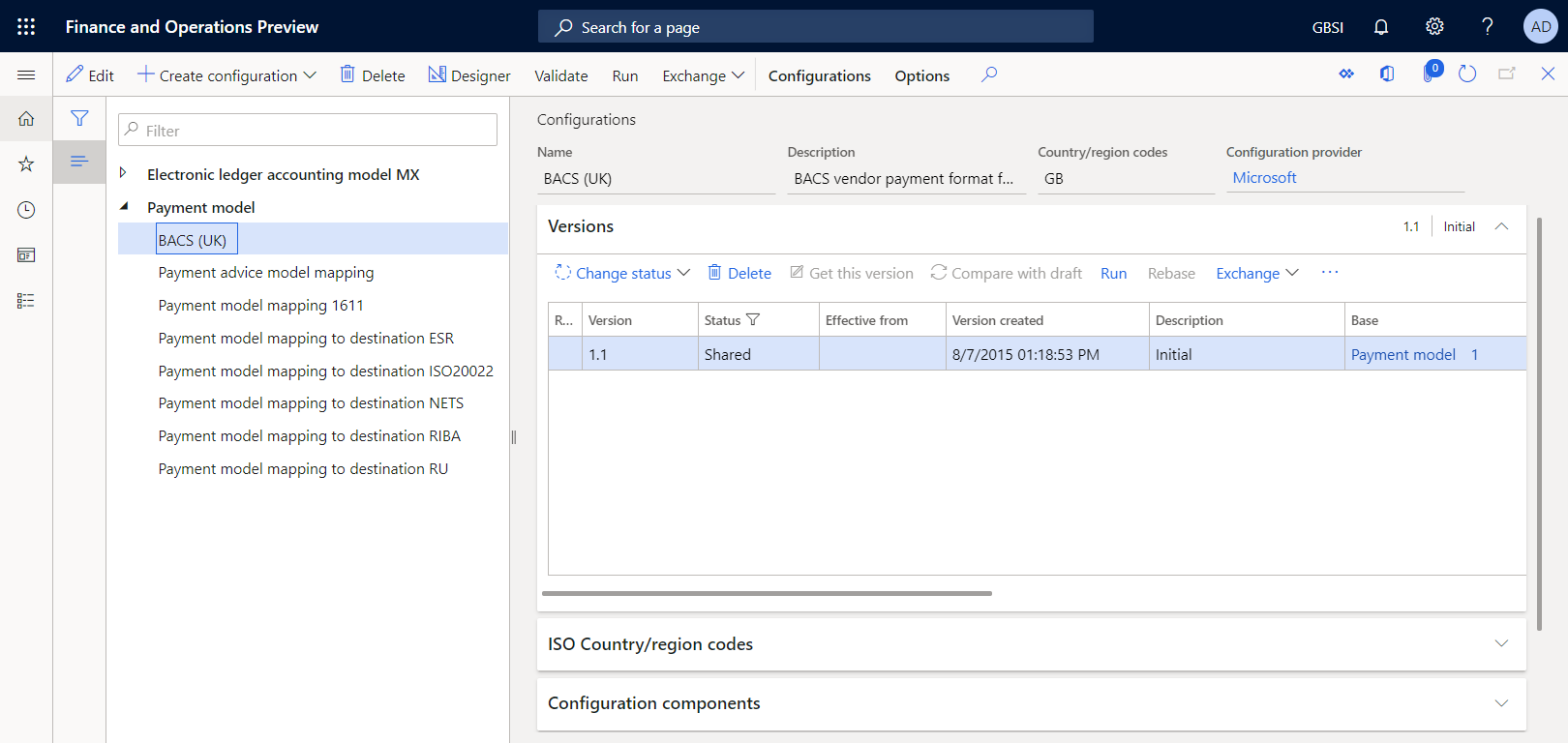 Screenshot of the Configurations page with specified ER configurations available in the tree.