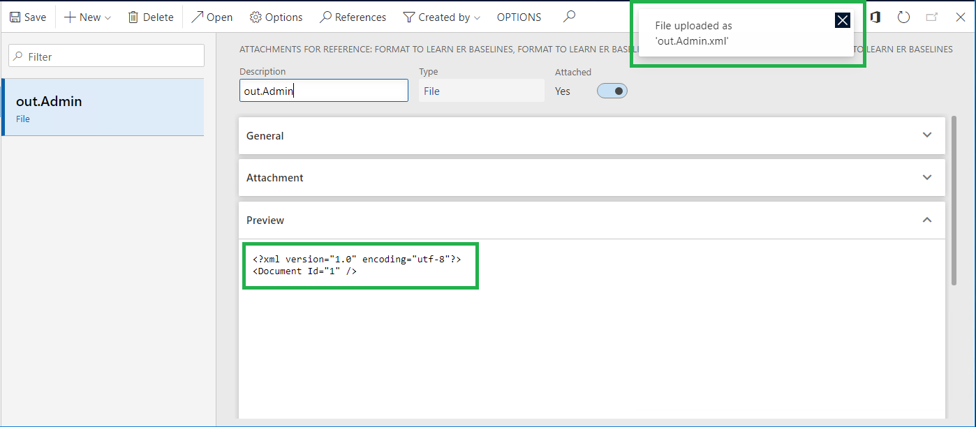 Screenshot of the Attachments page.