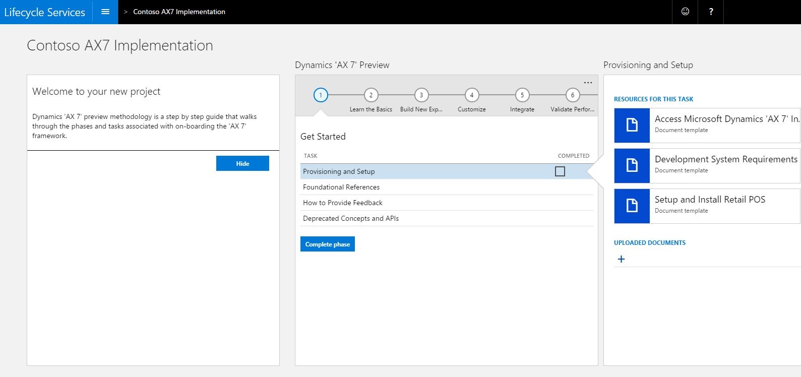 Screenshot of the new project workspace.