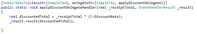 Screenshot of static delegate handler code.