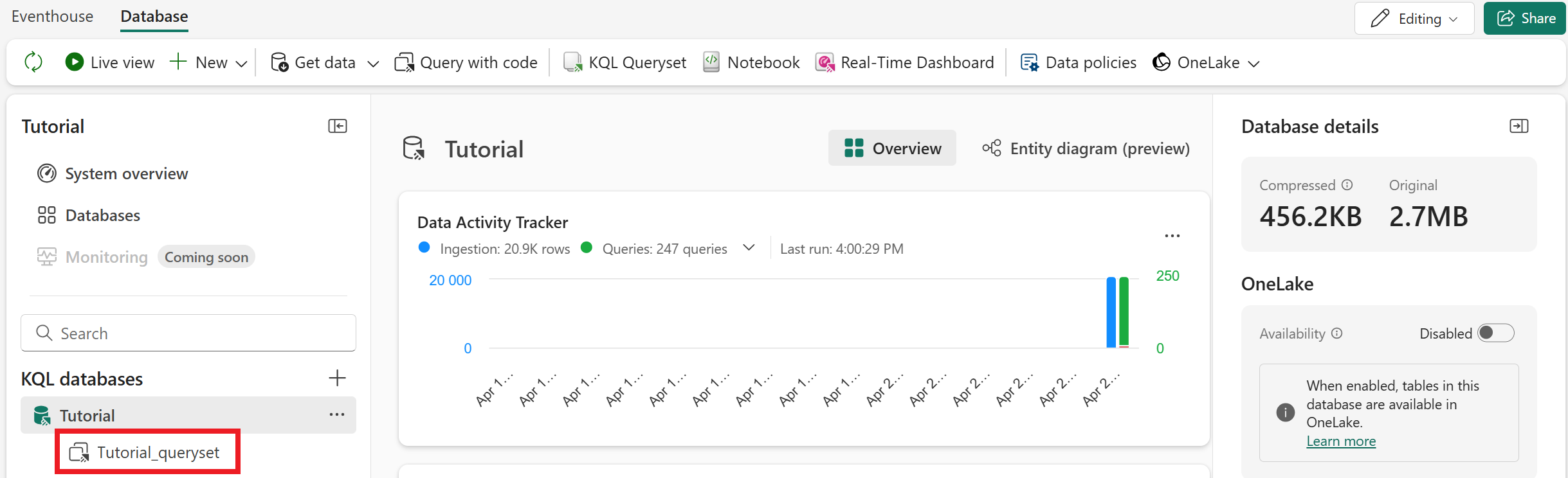 Screenshot of opening the query editor.