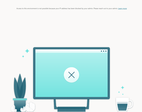 Screenshot of a notification showing a stylized computer with a message that says access is blocked.