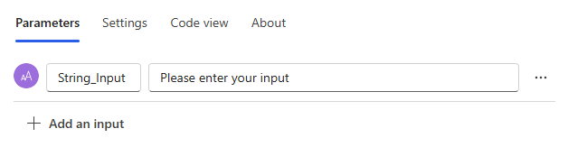 Screenshot of the flow trigger input parameter.