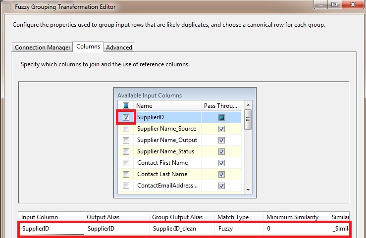 Fuzzy Grouping Transformation Editor