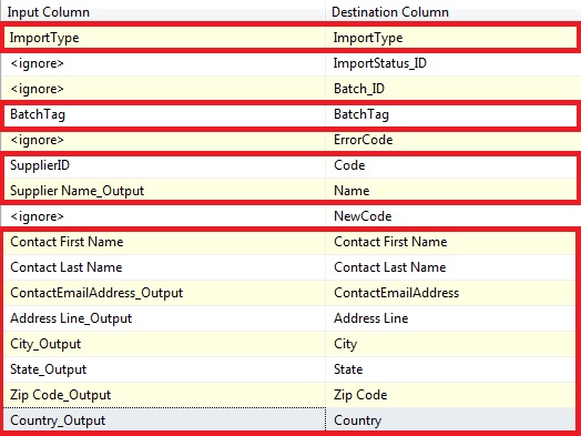 OLEDB Destination Editor - Mappings