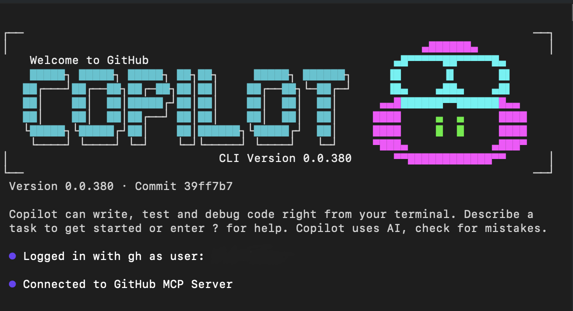 Screenshot of Copilot interactive mode banner.