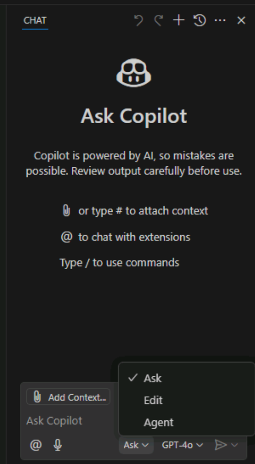 Screenshot showing how to access the Chat view in Visual Studio Code.