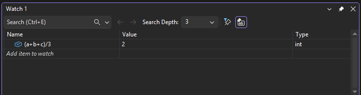 Screenshot of an expression in the Watch window.