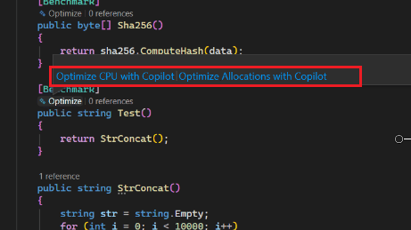 Screenshot of optimizing with Copilot.