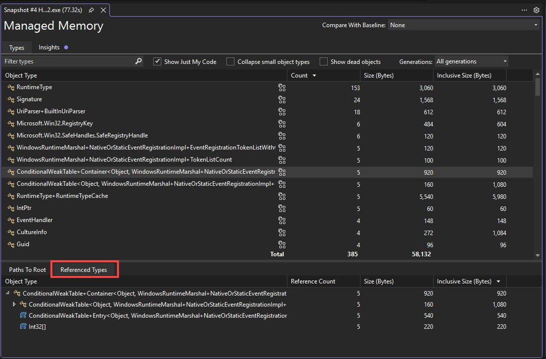 Screenshot of Referenced Objects report.