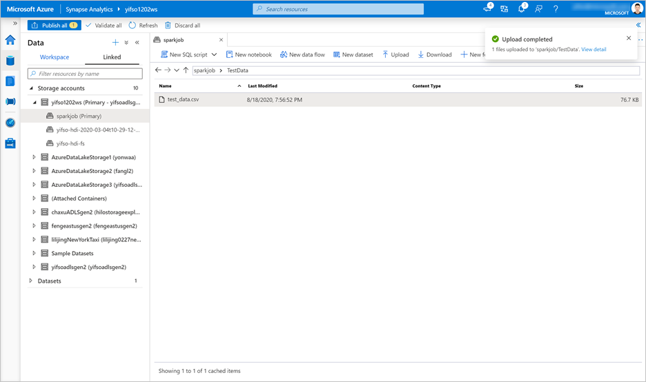 Captura de pantalla que muestra las selecciones para cargar datos.